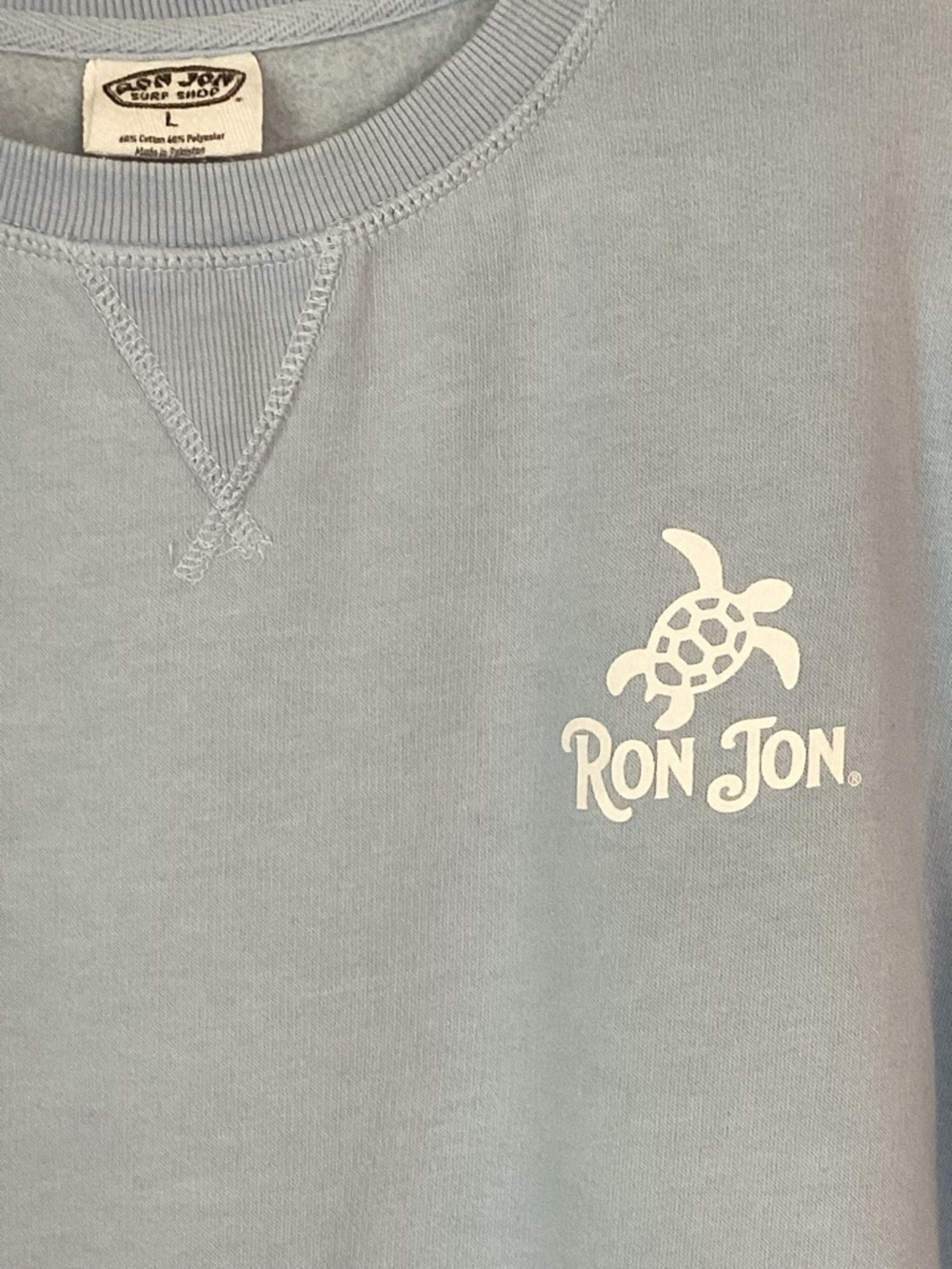Ron Jon Surf Shop Pensacola Beach Sky Blue Sweatshirt Large Unisex Cotton/Poly - Picture 3 of 7